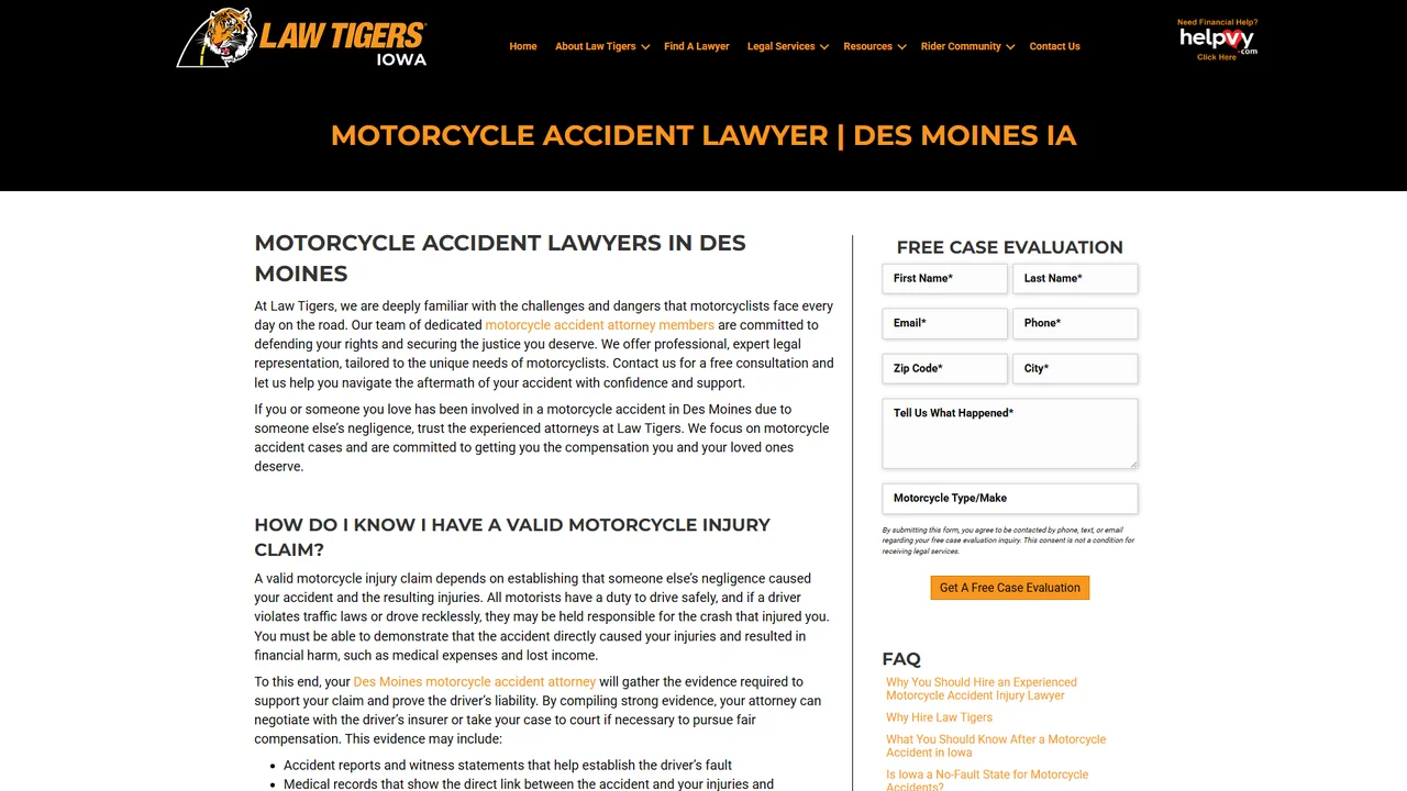 Law Tigers Iowa Motorcycle Accident Lawyers - Des Moines, IA office in Des Moines, Iowa