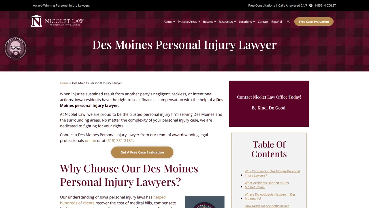 Nicolet Law Accident & Injury Lawyers - Des Moines, IA office in Des Moines, Iowa