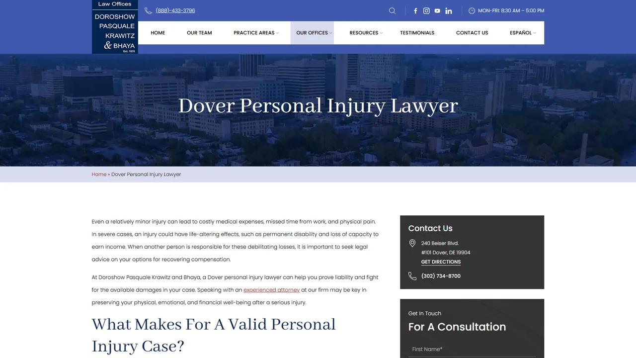 The Law Offices of Doroshow, Pasquale, Krawitz & Bhaya - Dover, DE office in Dover, Delaware