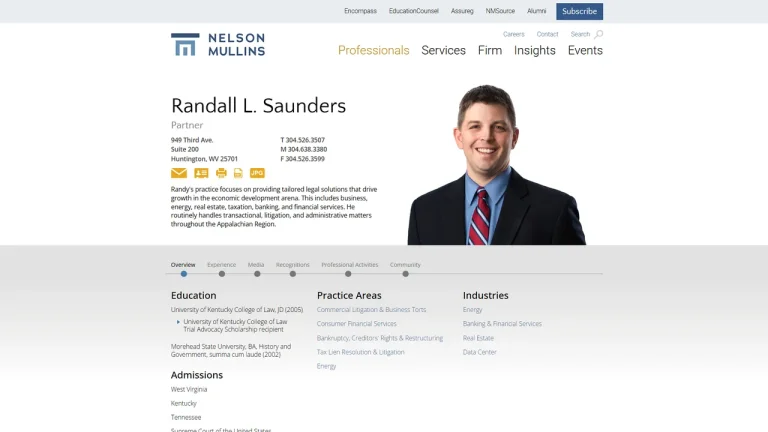 Saunders Randall L - Huntington, WV - Attorney in Huntington
