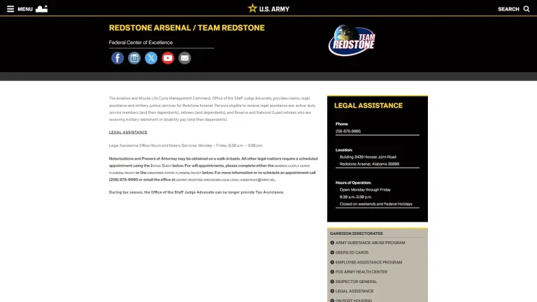 Redstone Arsenal Legal Assistance Office - Huntsville, AL - Attorney in Huntsville