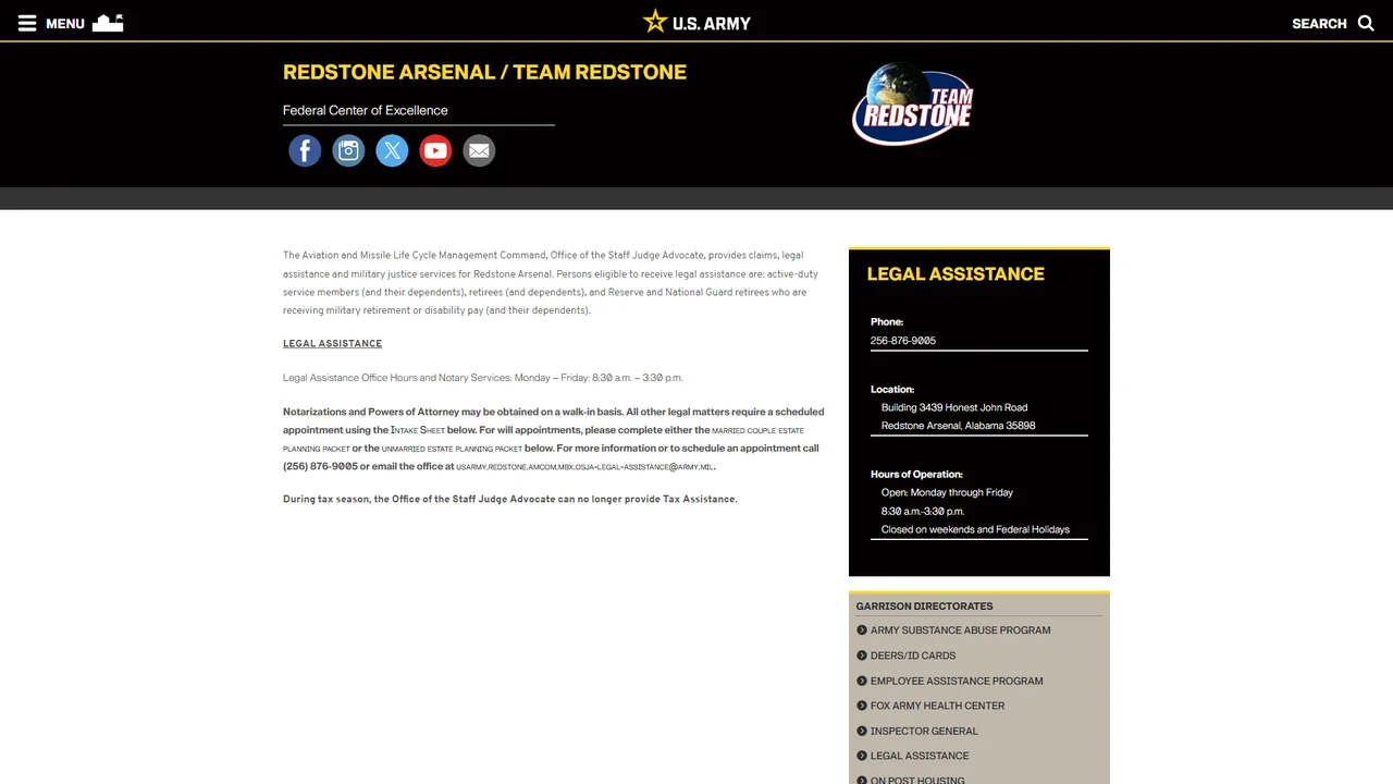Redstone Arsenal Legal Assistance Office - Huntsville, AL office in Huntsville, Alabama