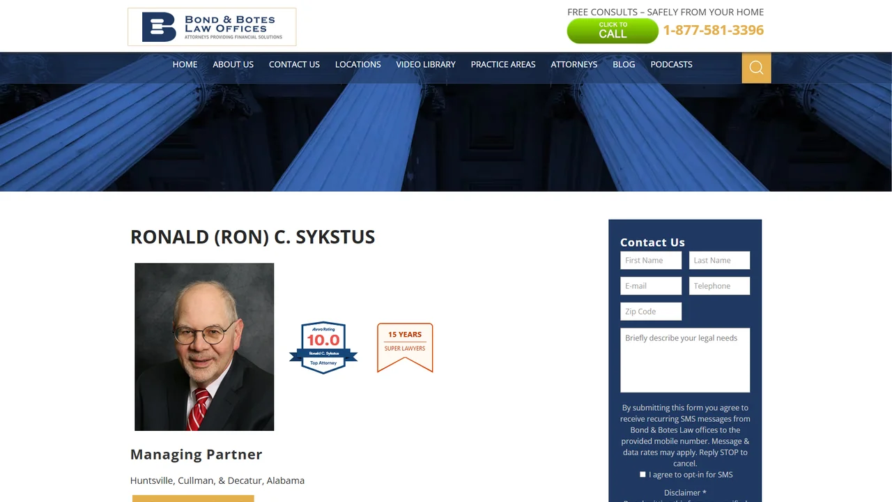 Ron Sykstus - Bond, Botes, Sykstus and Tanner, P.C. - Huntsville, AL office in Huntsville, Alabama