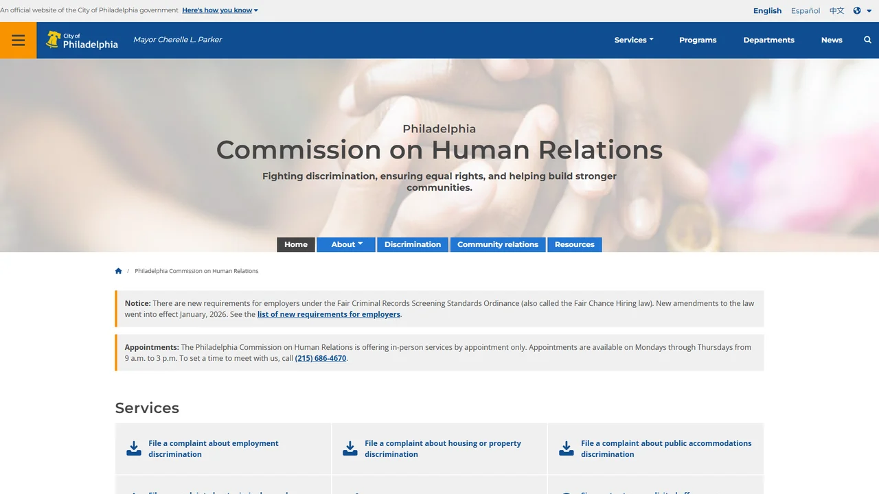 Philadelphia Commission on Human Relations - Philadelphia, PA office in Philadelphia, Pennsylvania