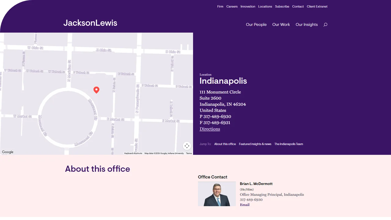 Jackson Lewis PC - Indianapolis, IN office in Indianapolis, Indiana