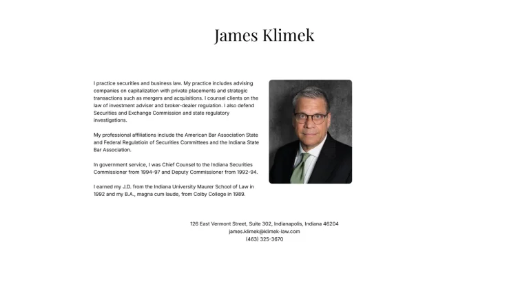 James A. Klimek - Indianapolis, IN - Attorney in Indianapolis