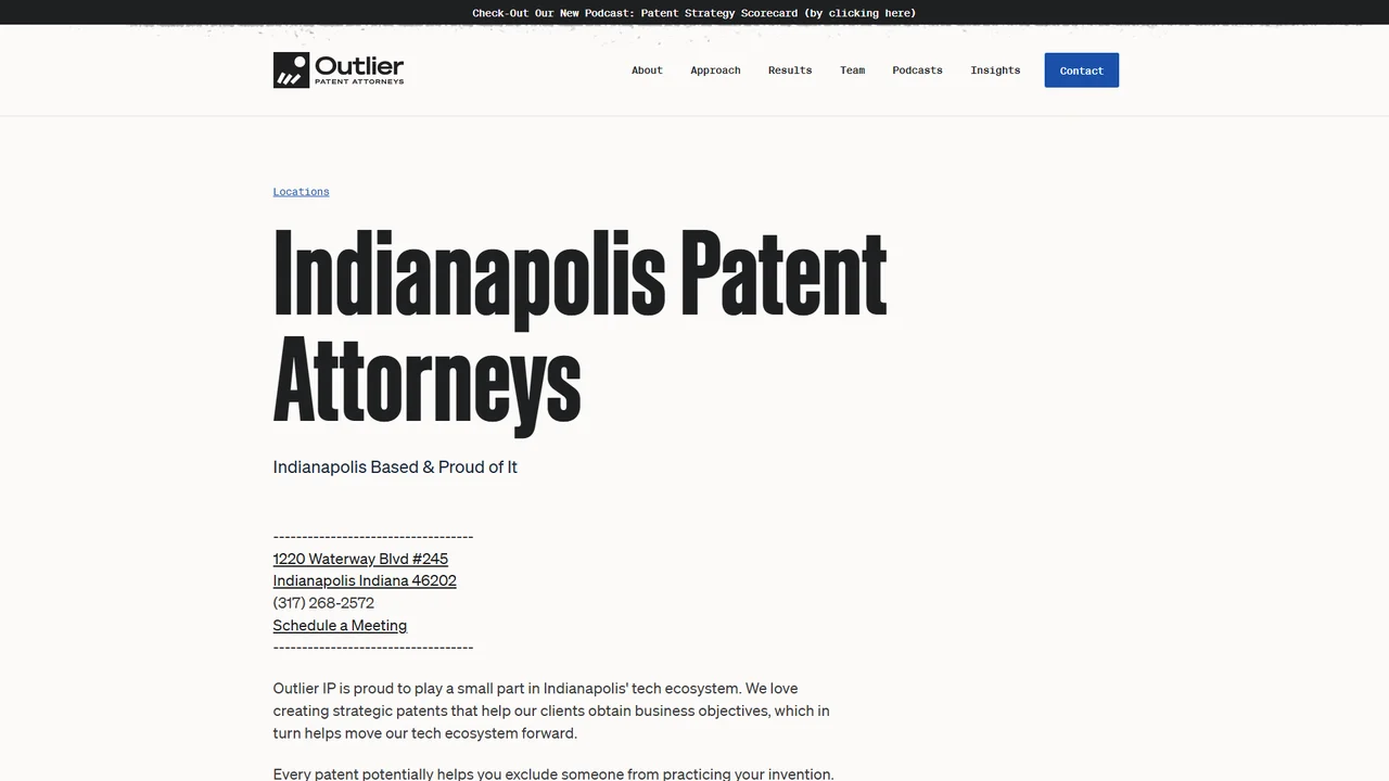 Outlier Patent Attorneys, PLLC - Indianapolis, IN office in Indianapolis, Indiana