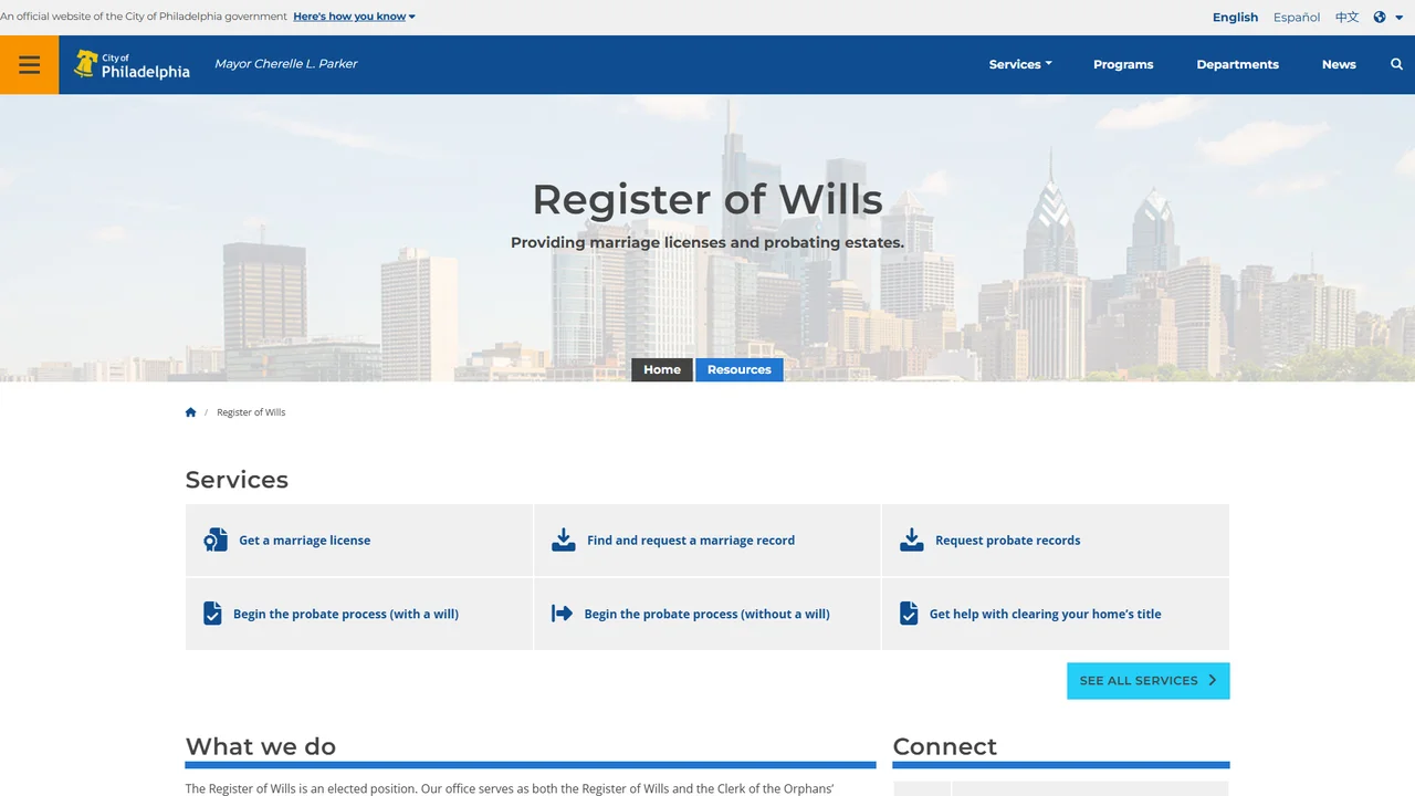 Philadelphia Register of Wills - Philadelphia, PA office in Philadelphia, Pennsylvania