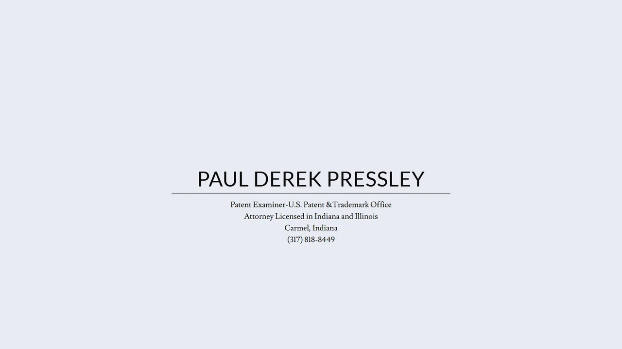 P. Derek Pressley, Registered Patent Attorney - Indianapolis, IN office in Indianapolis, Indiana