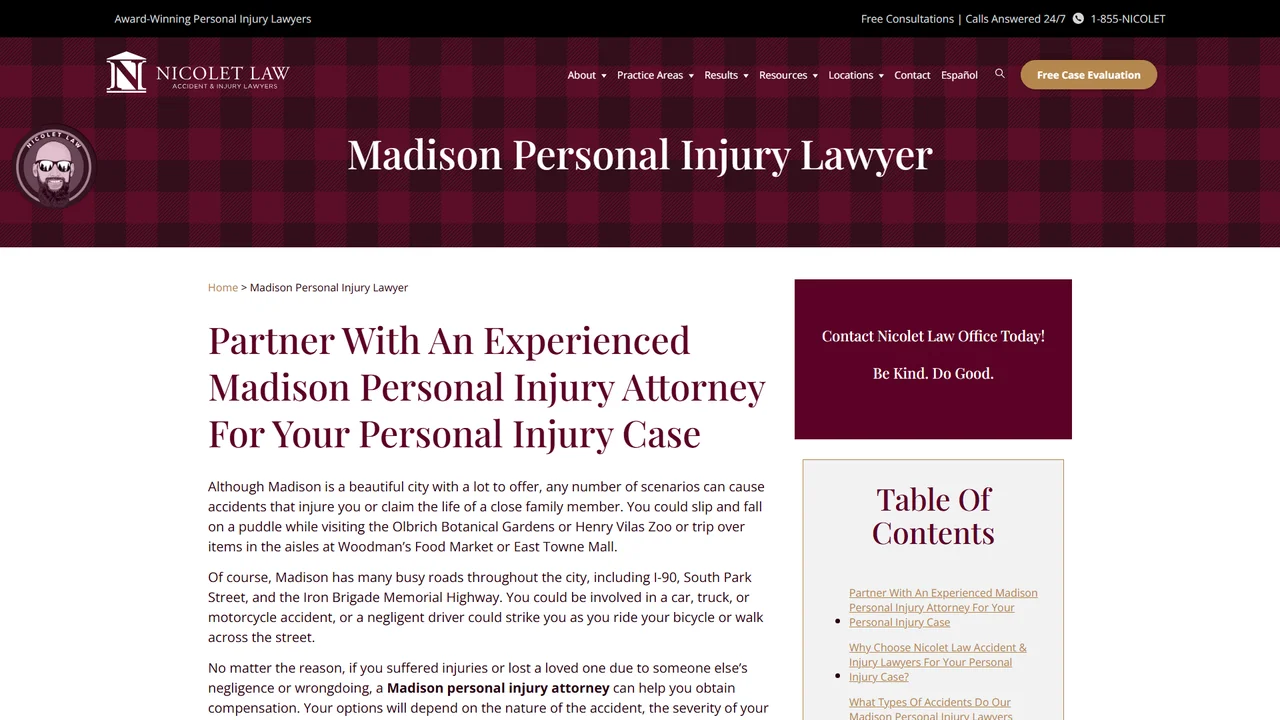 Nicolet Law Accident & Injury Lawyers - Madison, WI office in Madison, Wisconsin