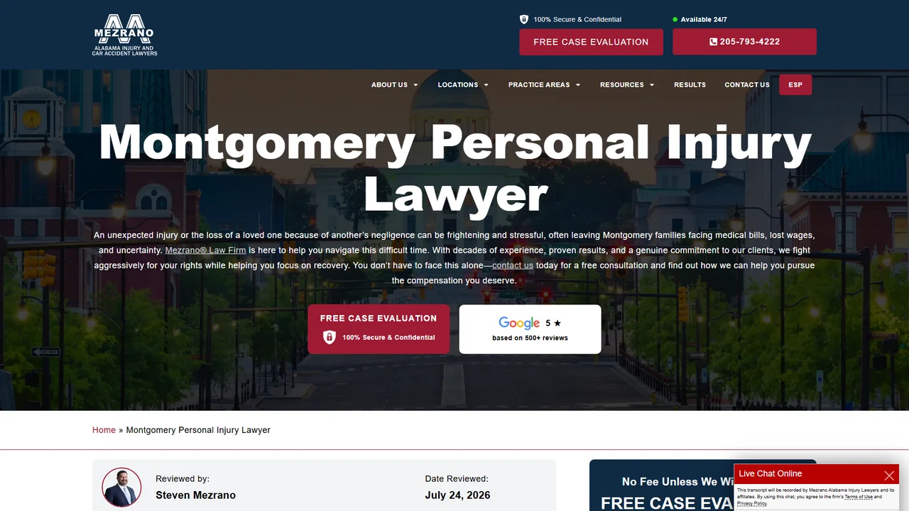 Mezrano Alabama Injury Lawyers - Montgomery, AL office in Montgomery, Alabama