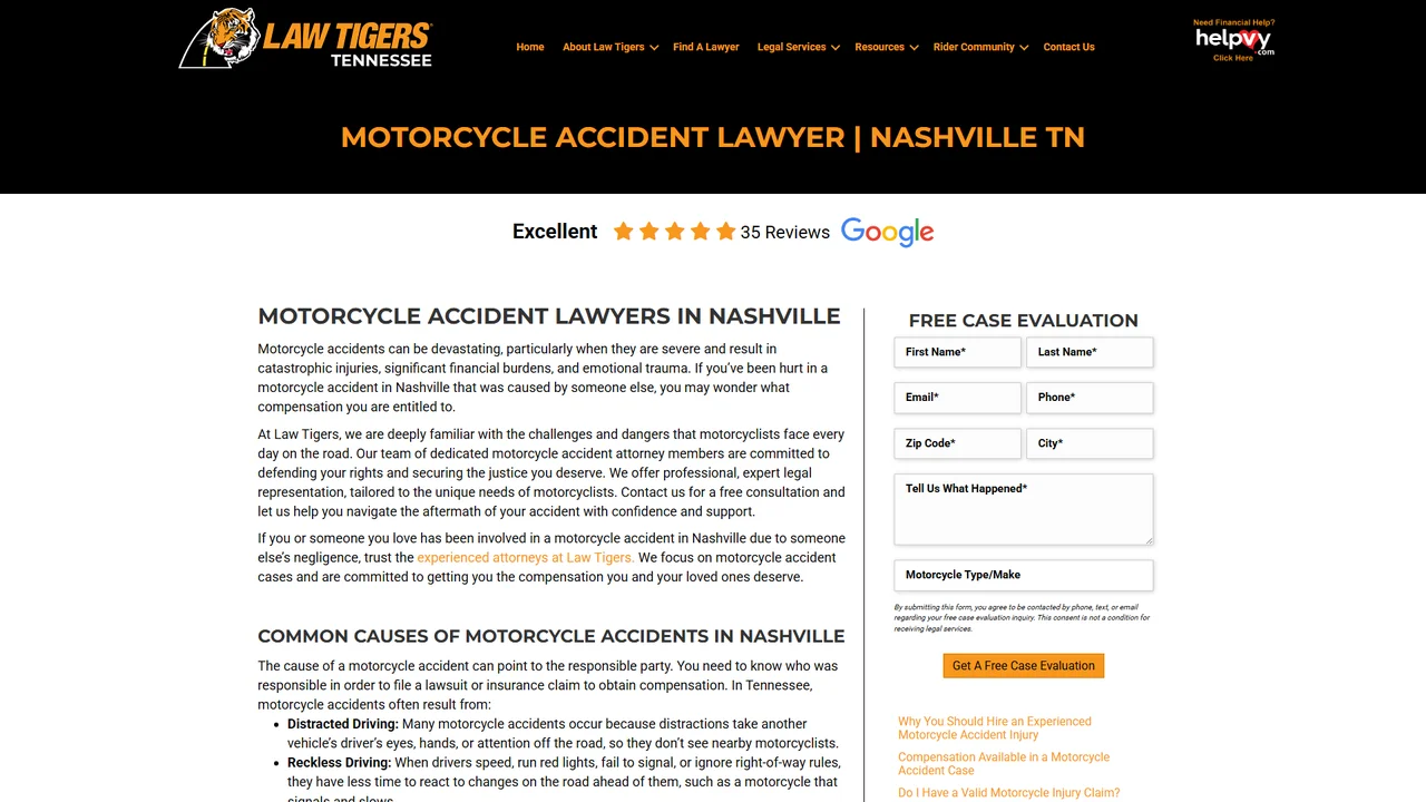 Law Tigers Motorcycle Injury Lawyers - Nashville - Nashville, TN office in Nashville, Tennessee