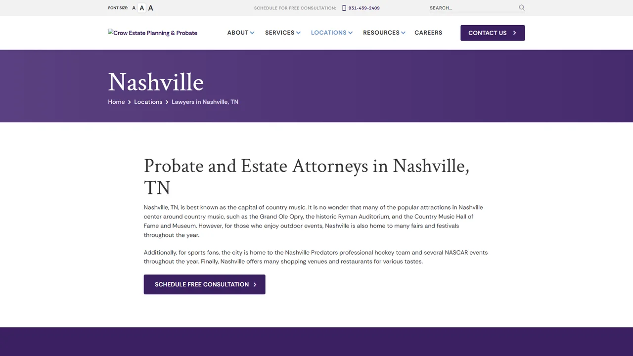 Crow Estate Planning and Probate, PLC - Nashville, TN office in Nashville, Tennessee