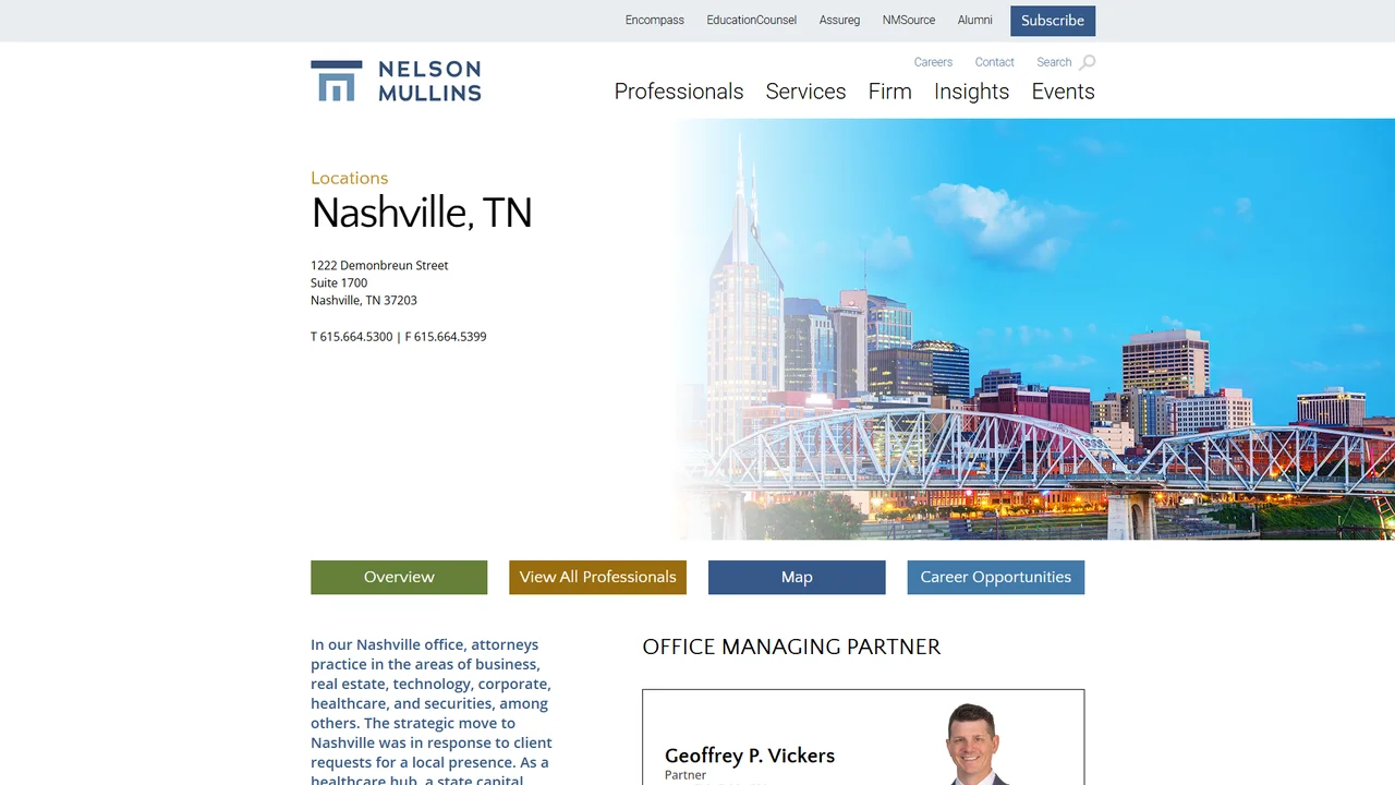 Nelson Mullins Riley & Scarborough LLP - Nashville, TN office in Nashville, Tennessee