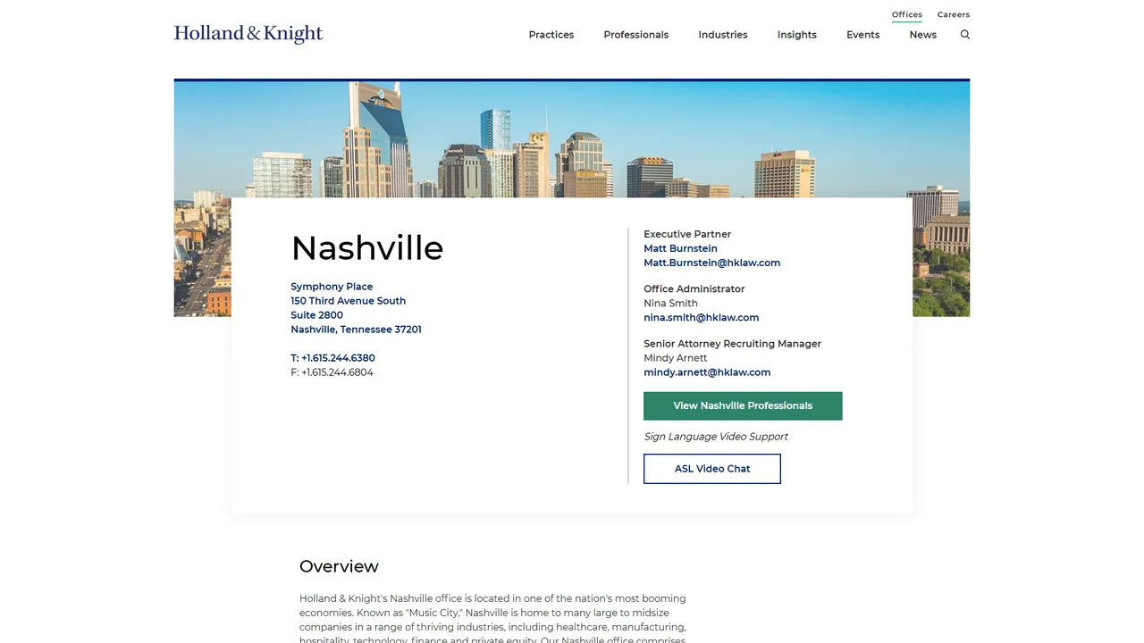 Holland and Knight LLP - Nashville, TN office in Nashville, Tennessee