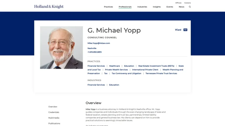 G. Michael Yopp (Holland & Knight) - Nashville, TN - Attorney in Nashville