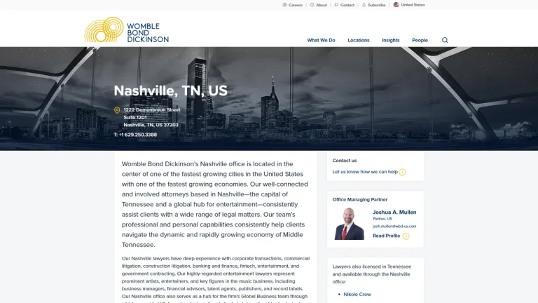 Womble Bond Dickinson (US) LLP - Nashville, TN - Attorney in Nashville