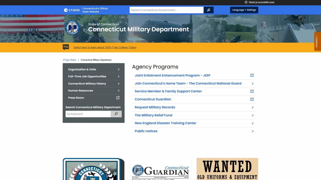 Adjutant General (Connecticut Military Dept) - Hartford, CT