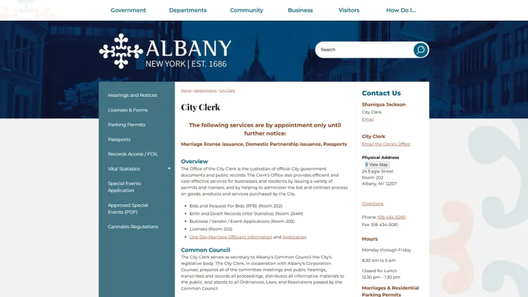 Albany City Clerk - Albany, NY