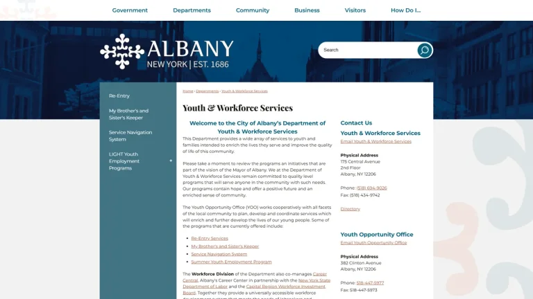 Albany City Department of Youth and Workforce Services - Albany, NY