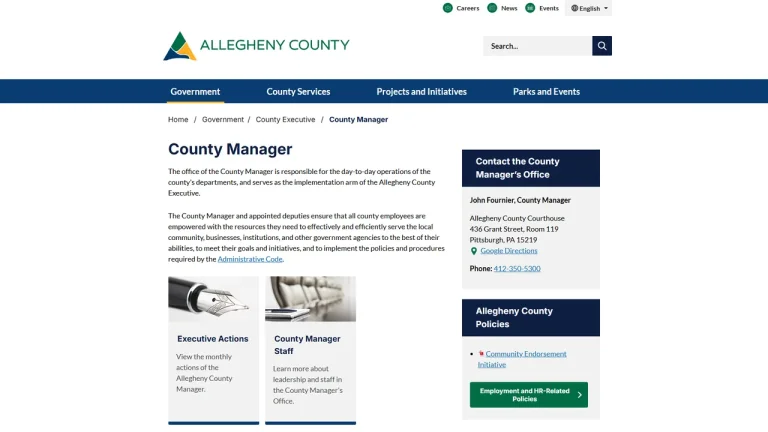 Allegheny County Manager - Pittsburgh, PA