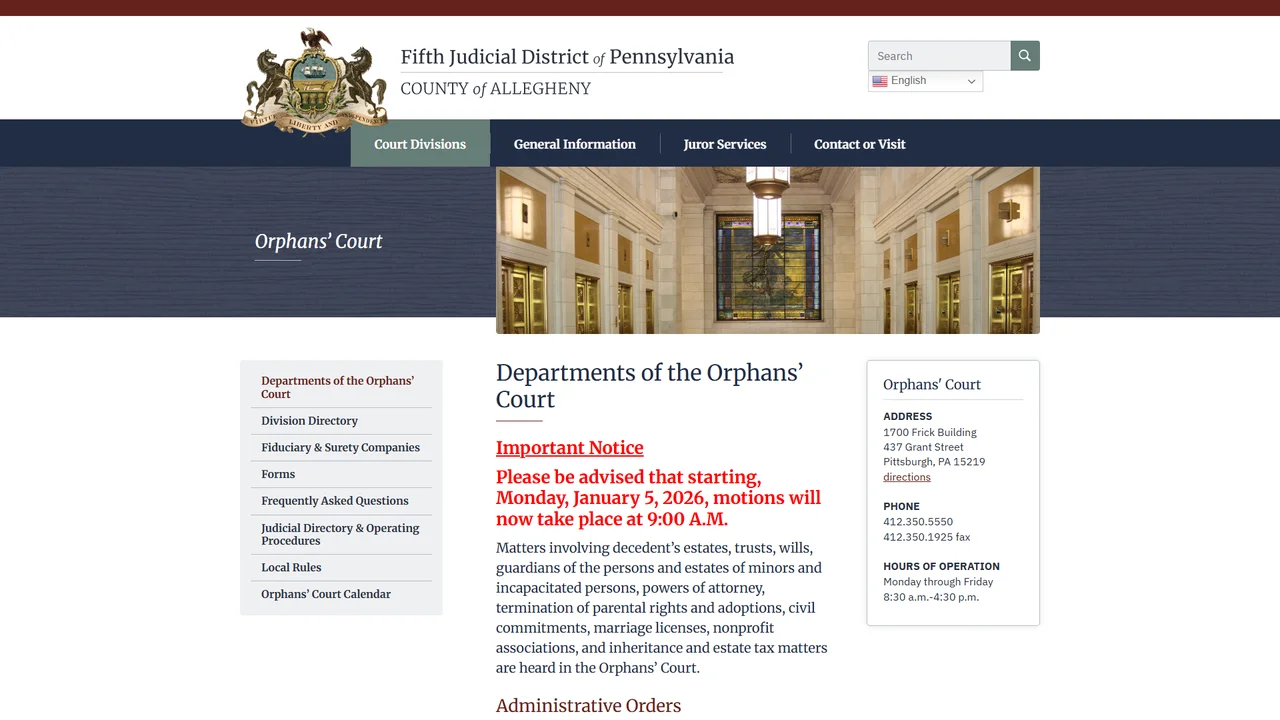Allegheny County Orphans Court - Pittsburgh, PA
