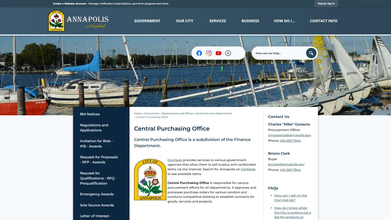 Annapolis Central Purchasing Office - Annapolis, MD