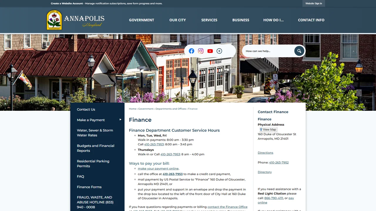 Annapolis Finance Department - Annapolis, MD
