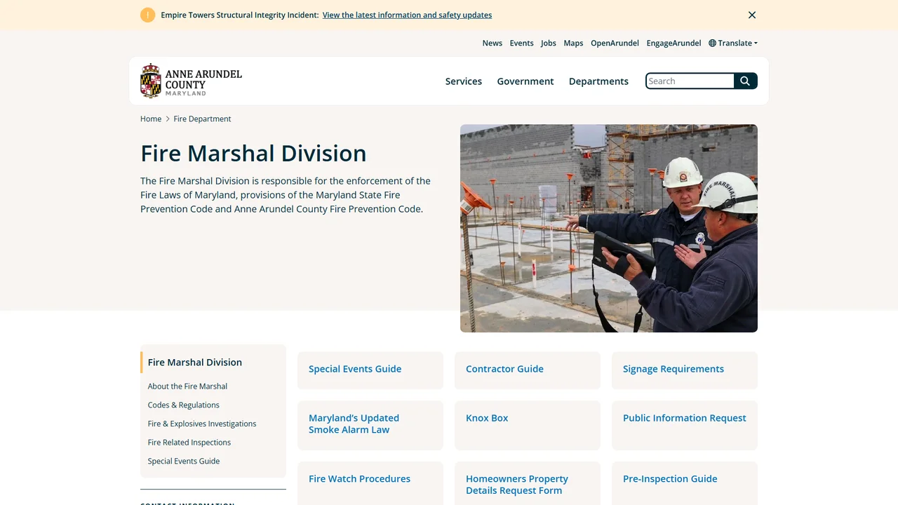 Anne Arundel County Fire Marshal - Annapolis, MD