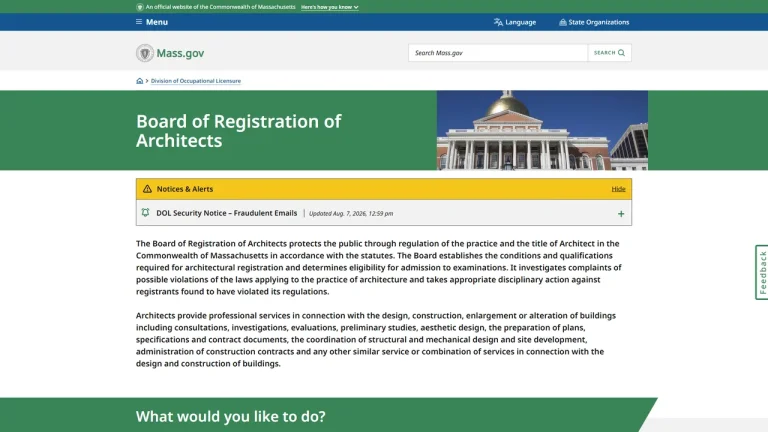 Board of Registration of Architects - Boston, MA