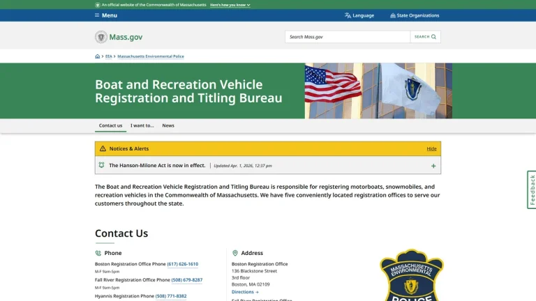 Boat, Recreation Vehicle & Snowmobile Registration Bureau - Boston, MA