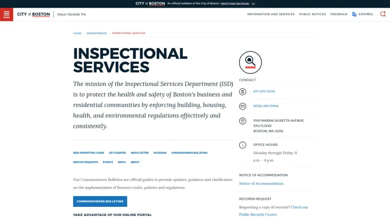 Boston Inspectional Services Department - Boston, MA