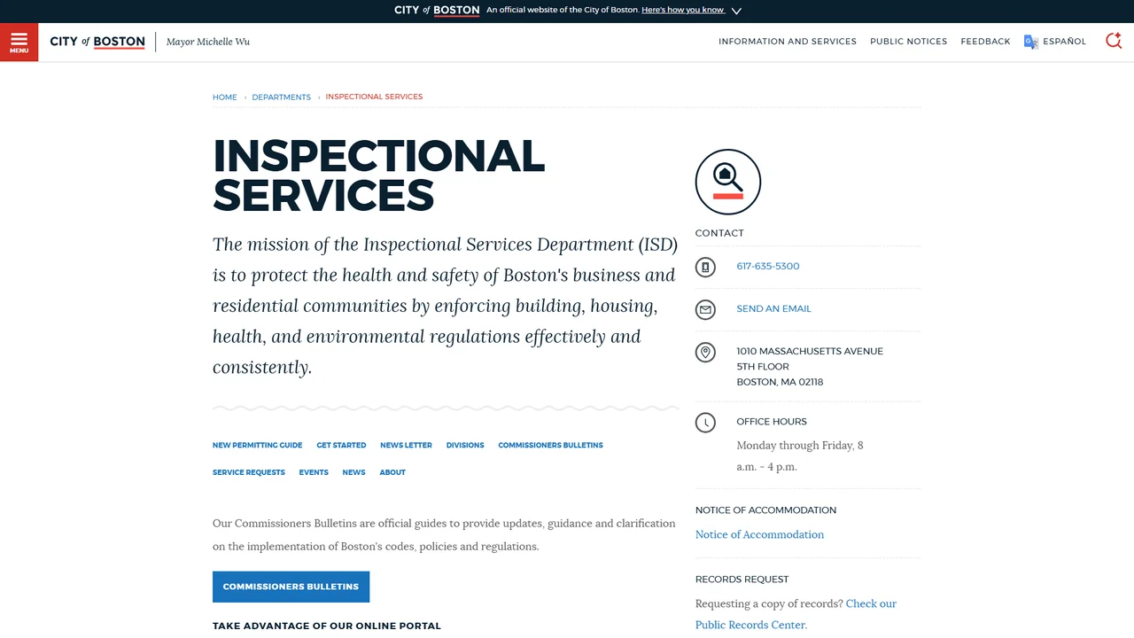 Boston Inspectional Services Department - Boston, MA
