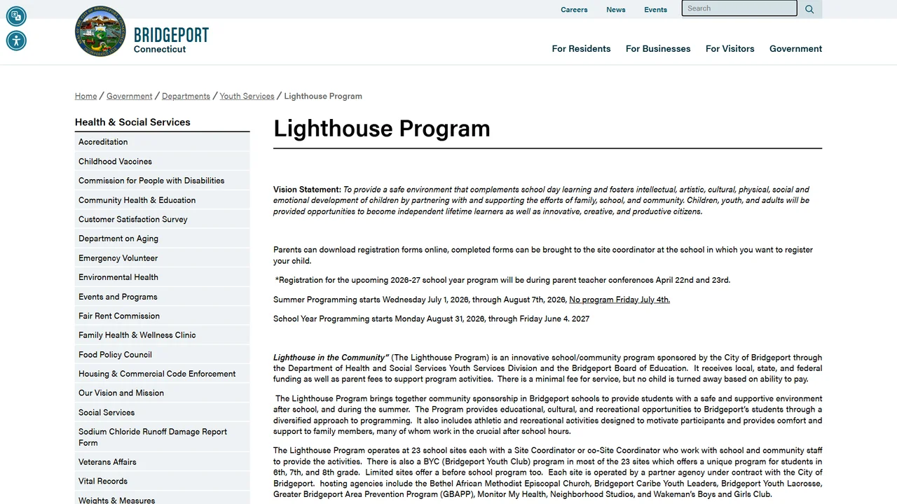 Bridgeport Lighthouse Program - Bridgeport, CT