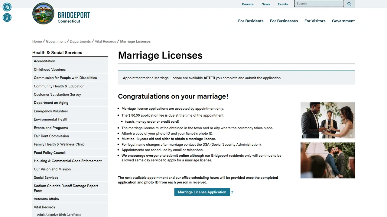 Bridgeport Marriage Licenses - Bridgeport, CT