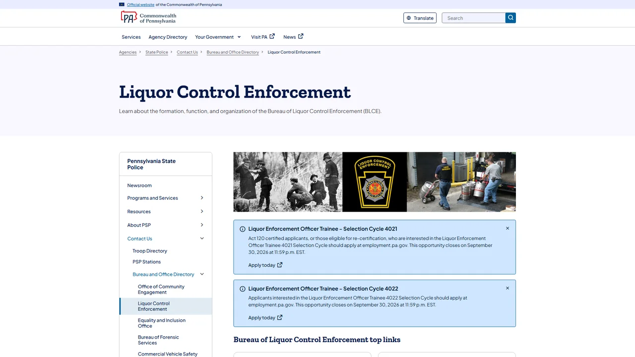 Bureau of Liquor Control Enforcement - Harrisburg, PA