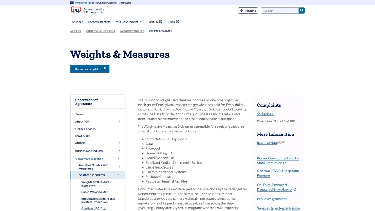 Bureau of Ride and Measurement Standards - Harrisburg, PA