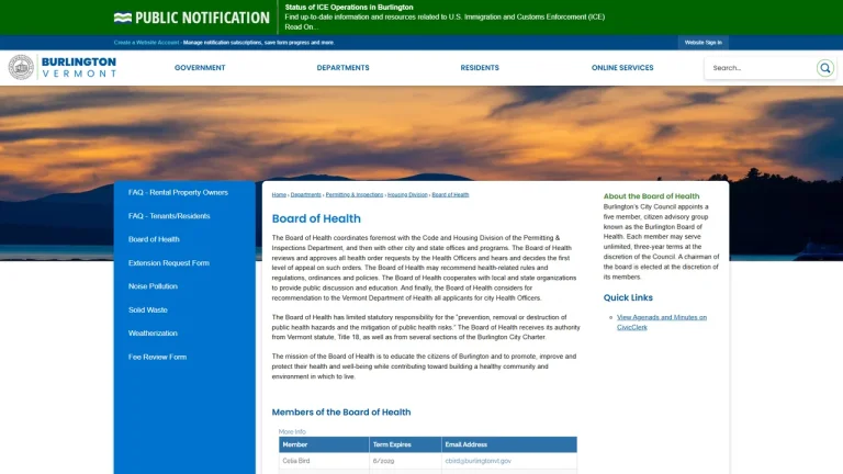 Burlington Board of Health: Permitting and Inspections - Burlington, VT