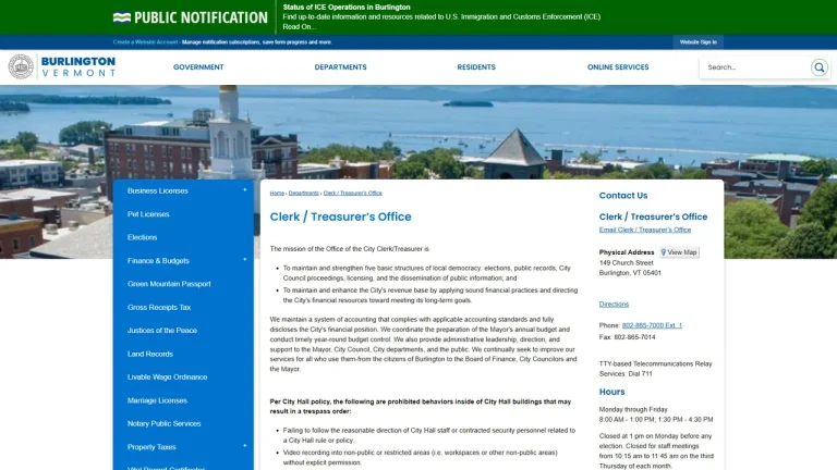 Burlington Clerk Treasurer - Burlington, VT