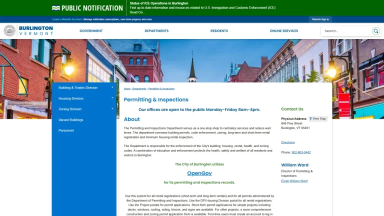 Burlington Department of Permitting and Inspections - Burlington, VT