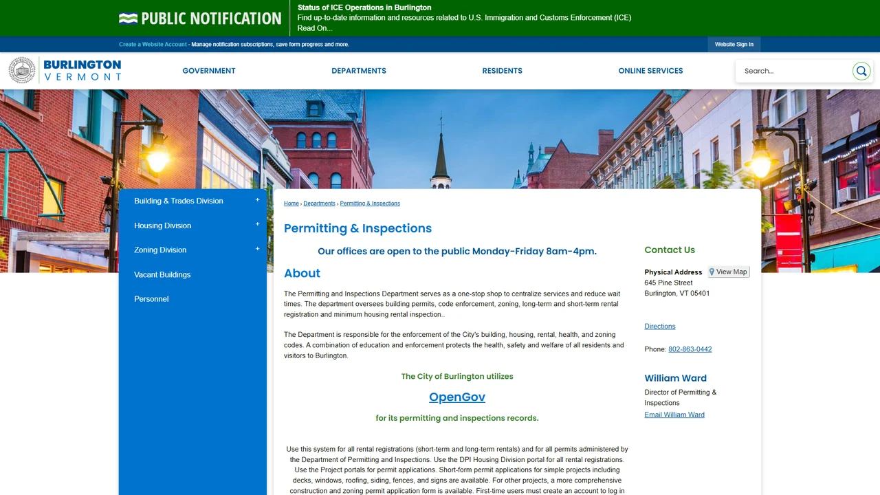 Burlington Department of Permitting and Inspections - Burlington, VT