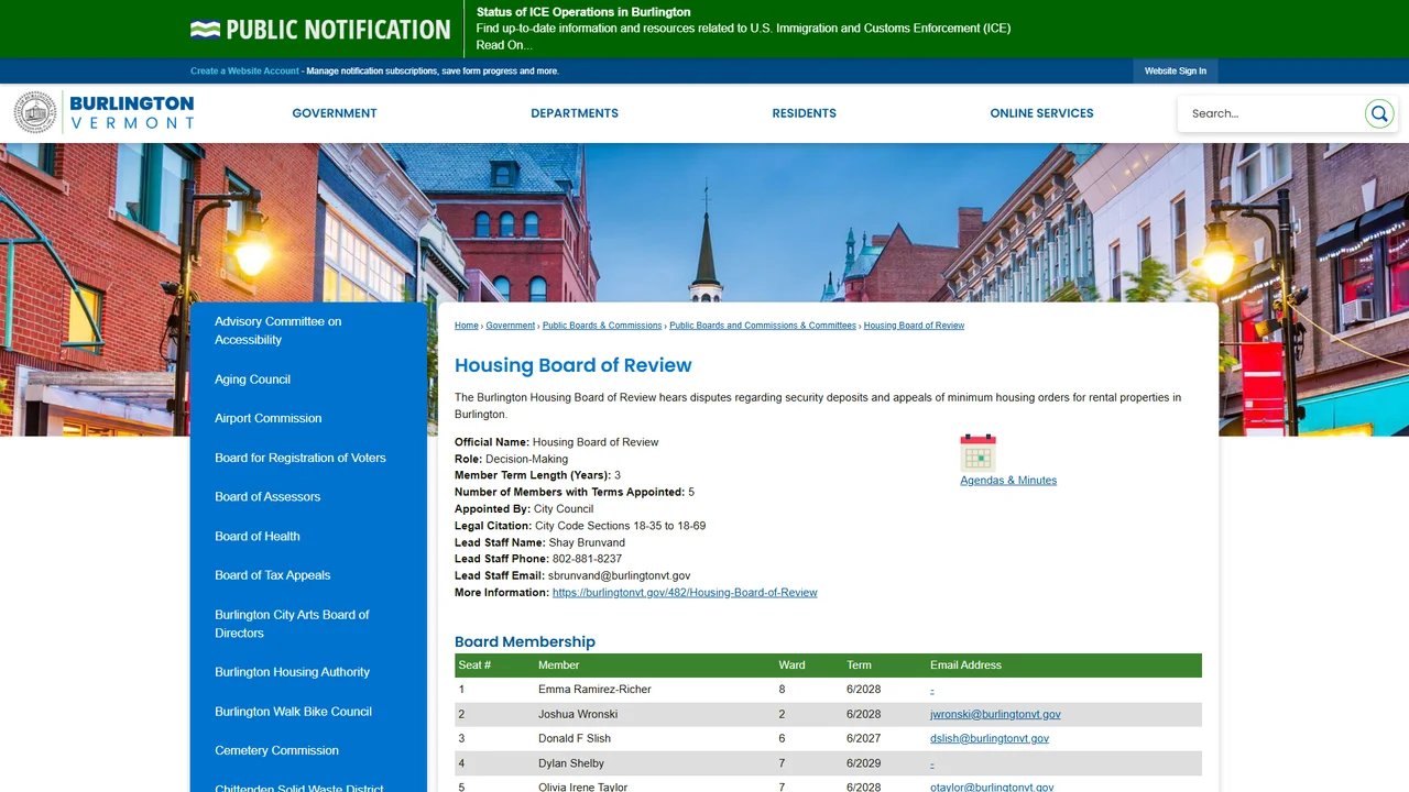 Burlington Housing Board of Review - Burlington, VT
