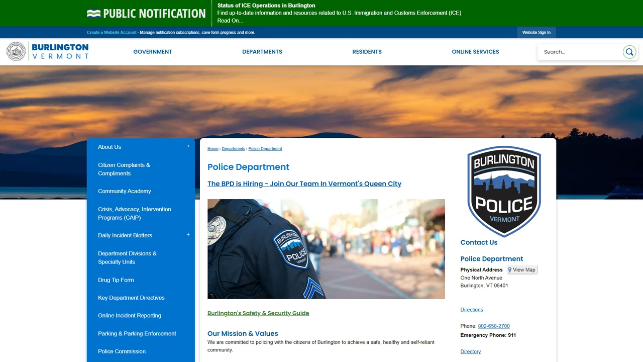 Burlington Police Department - Burlington, VT