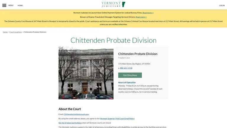 Chittenden Probate Division - Burlington, VT