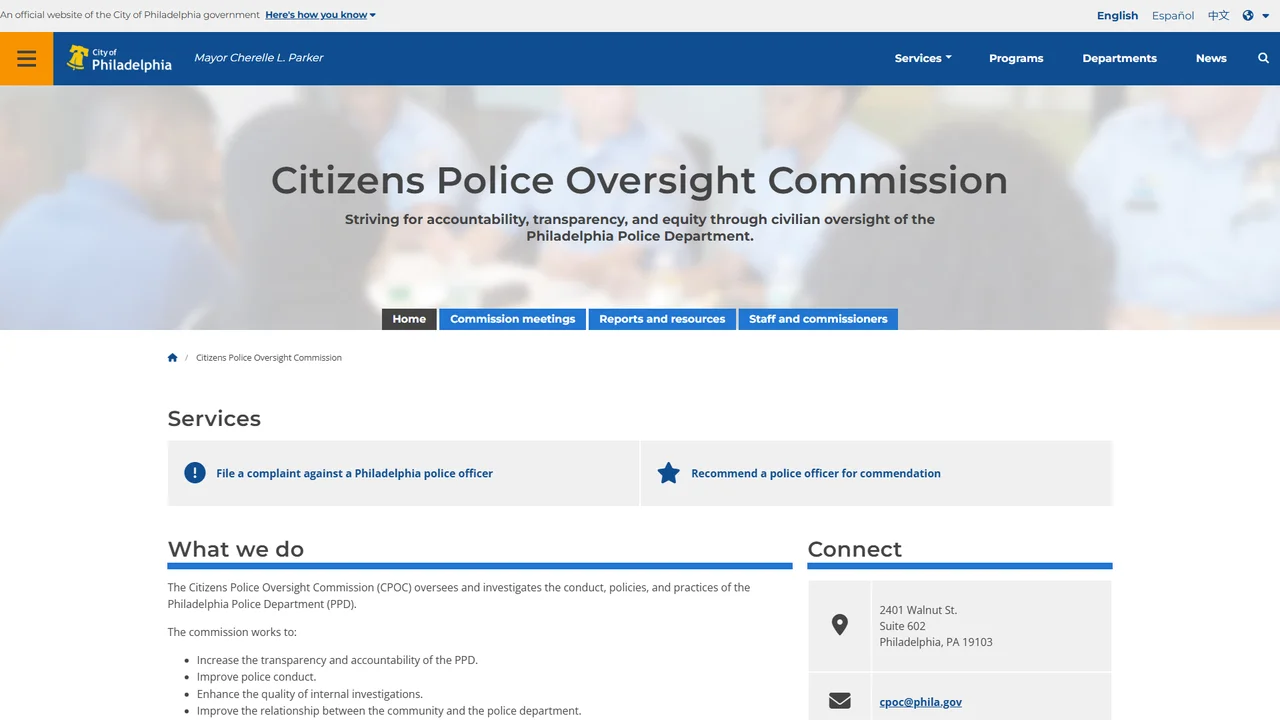 Citizens Police Oversight Commission - Philadelphia, PA