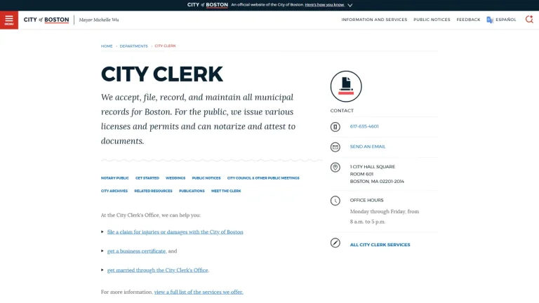 City Clerk - Boston, MA