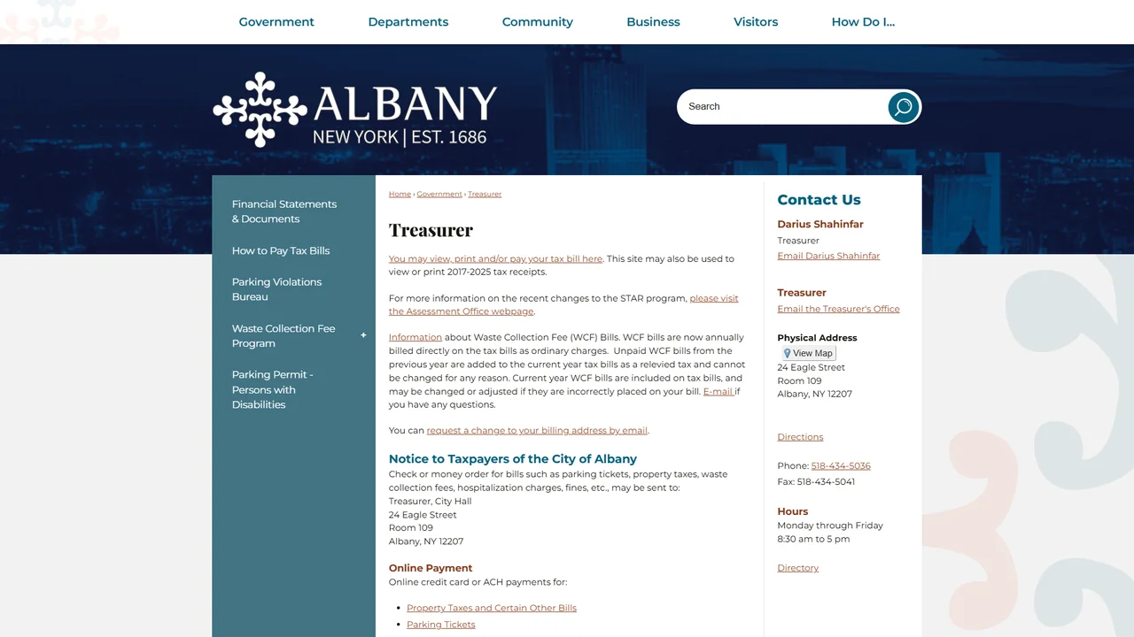 City of Albany Treasurer's Office - Albany, NY