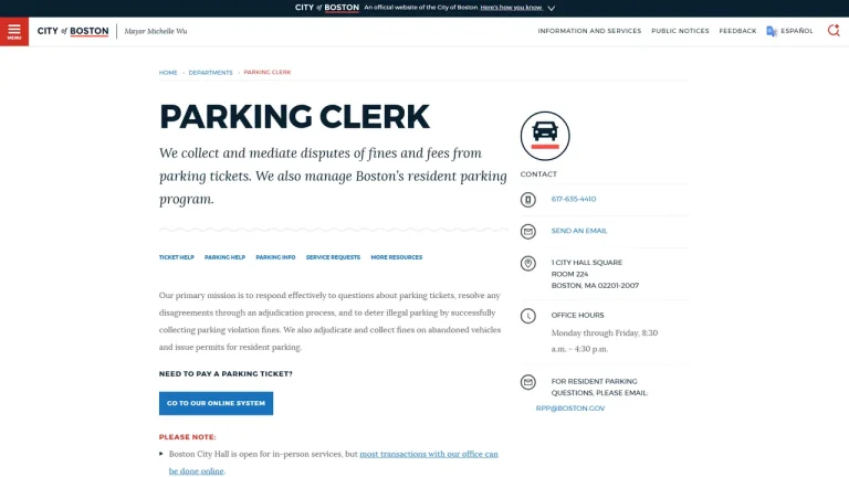 City of Boston Parking Clerk - Boston, MA