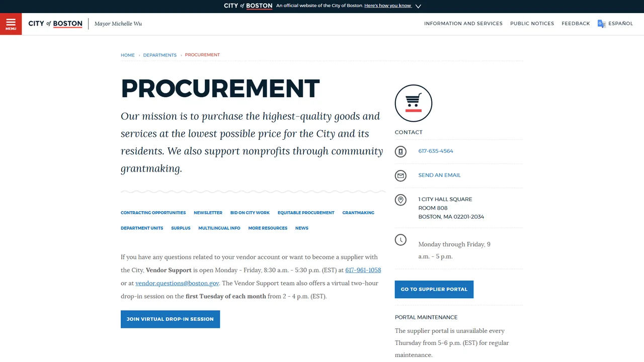 City of Boston Procurement Department - Boston, MA