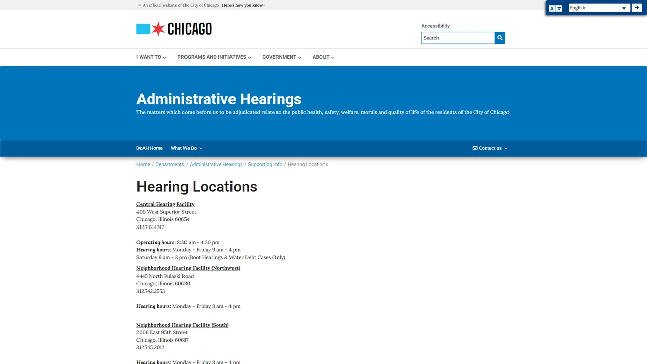City of Chicago Department of Administrative Hearings - Chicago, IL